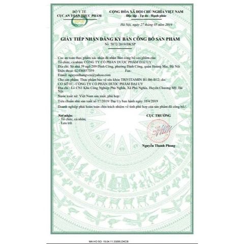 Viên uống TRIVITAMIN 3B Đại Uy Bổ sung Vitamin B1, B6, B12 cho sức khỏe - Hộp 100 viên nén Tăng cường năng lượng và hỗ trợ hồi phục sức khỏe