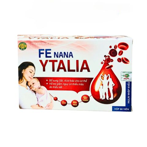 Viên uống bổ sung Sắt FE NANA YTALIA 60 viên - Hỗ trợ giảm nguy cơ thiếu máu, cung cấp Acid Folic và Vitamin B cho cơ thể.