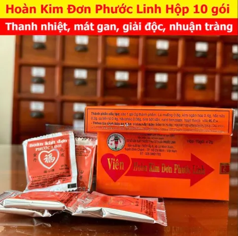 Hoàn Kim Đơn Phước Linh - Hộp 10 Gói Bổ Gan Giải Độc, Thanh Nhiệt, Hỗ Trợ Tiêu Hóa và Giảm Mụn Từ Thiên Nhiên