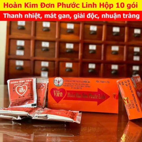 Hoàn Kim Đơn Phước Linh - Hộp 10 Gói Bổ Gan Giải Độc, Thanh Nhiệt, Hỗ Trợ Tiêu Hóa và Giảm Mụn Từ Thiên Nhiên