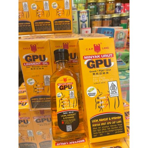 Dầu Nóng Xoa Bóp Minyak Urut GPU 60ml - Giảm Đau Cơ Bắp, Tinh Dầu Sả Từ Indonesia, Hỗ Trợ Thư Giãn Cơ Thể, Ngày Sản Xuất 2029
