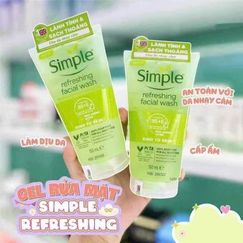 Sữa Rửa Mặt Simple Refreshing Facial Wash 150ml - Dành Cho Mọi Loại Da, Làm Sạch Hiệu Quả, Phù Hợp Da Nhạy Cảm
