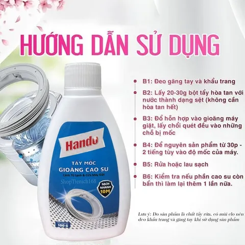 Tẩy Mốc Gioăng Cao Su Hando 100G - Diệt Nấm Mốc, Khử Mùi, Vệ Sinh Dễ Dàng Cho Máy Giặt, Tủ Lạnh, Nhà Tắm