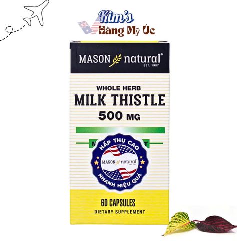 Viên Uống Thải Độc Gan Mason Natural Milk Thistle 500mg - Hỗ Trợ Chức Năng Gan, Giảm Men Gan Cao, 60 Viên