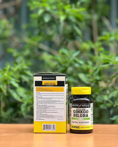 Viên uống bổ não Ginkgo Biloba Mason Natural 60 viên - Hỗ trợ trí nhớ, tập trung và tuần hoàn máu, sản xuất tại Mỹ