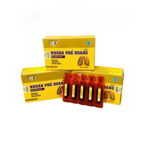 Siro Nhuận Phế Hoàng Kingphar Ít Đường - Hỗ Trợ Giảm Đau Họng & Ho Kéo Dài - Hộp 20 Ống X5ml