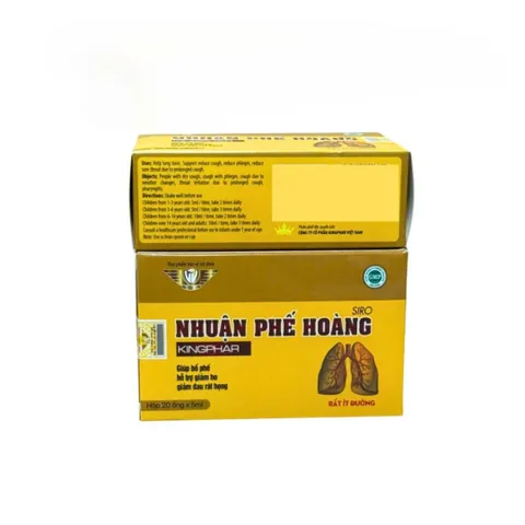 Siro Nhuận Phế Hoàng Kingphar Ít Đường - Hỗ Trợ Giảm Đau Họng & Ho Kéo Dài - Hộp 20 Ống X5ml