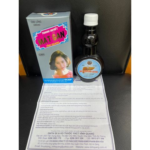 Thanh Huyết Mát Gan Vĩnh Quang 280ml - Giải Độc Gan, Thanh Nhiệt, Hỗ Trợ Bổ Gan và Giảm Mề Đay, Mụn Nhọt, Vàng Da