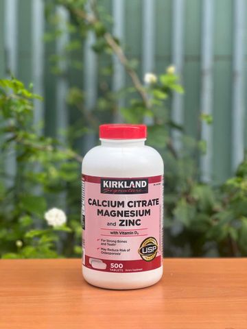Viên Uống Kirkland Canxi Citrate Magnesium Zinc 500 Viên - Hỗ Trợ Xương Khớp, Chắc Khỏe Cho Phụ Nữ Mang Thai, Người Cao Tuổi