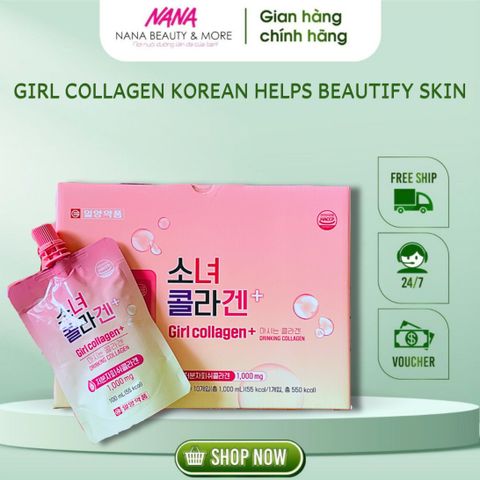 Nước Uống Bổ Sung Girl Collagen Hàn Quốc - Hỗ Trợ Làm Đẹp Da, Dưỡng Ẩm Mịn Màng, Hộp 10 Túi x 100ml - Nana Shop