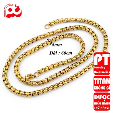 Dây chuyền nam titan cao cấp thép không gỉ bông dừa khít trangsucpt 4mm cách điệu PTDCNA49 363808