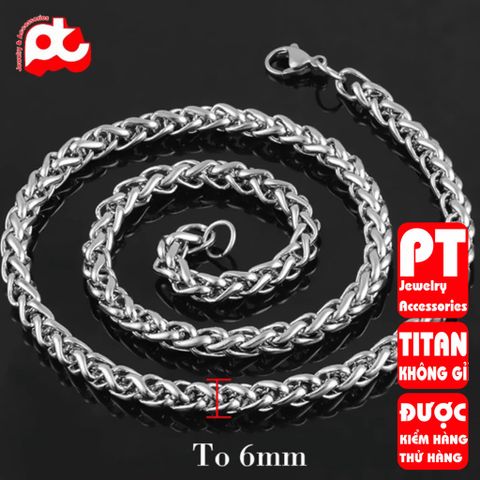 Dây Chuyền Nam Titan Cao Cấp 6mm - Thiết Kế Mạnh Mẽ và Đẳng Cấp - Phụ Kiện Thời Trang Nam không Gỉ, An Toàn Cho Da