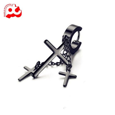 Bông tai inox nam cao cấp 1 chiếc tòn ten thánh giá bấm lỗ tai PT Jewelry & Accessories PTBTNA24 363936