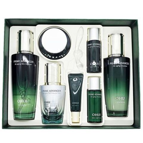 Bộ Chăm Sóc Da Chống Oxy Hóa Ohui Prime Advancer 7 Món - Nước Hoa Hồng, Sữa Dưỡng, Kem và Tinh Chất Dưỡng Ẩm, Làm Sáng Da