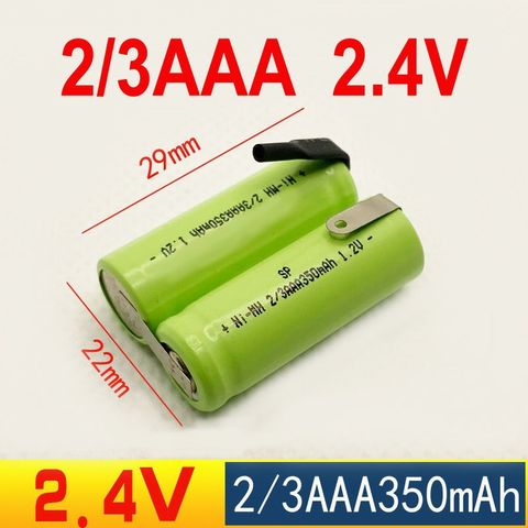Pin Sạc NiMH 2/3AAA 2.4V 350mAh Dùng Cho Máy Cạo Râu, Tông Đơ, Thiết Bị Cầm Tay - Hàn Sẵn Niken 2 Đầu
