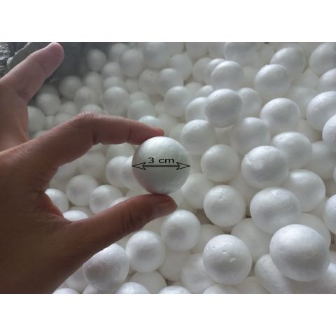 Quả Cầu Xốp Trắng 3cm - Bóng Xốp Trang Trí Sự Kiện, Đồ Thủ Công, Hoa, Người Tuyết - 100 Gram