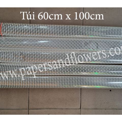 Túi Kiếng Giỏ Quà 60x80cm - 50 Cái Chấm Bi Trắng, Đựng Thú Nhồi Bông Hoặc Món Quà Độc Đáo