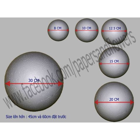 Quả Cầu Xốp 15cm - Combo 2 Trái Dùng Trang Trí Thủ Công, Cắm Hoa Cẩm Tú Cầu, Làm Ông Già Tuyết, Tiệc Cưới