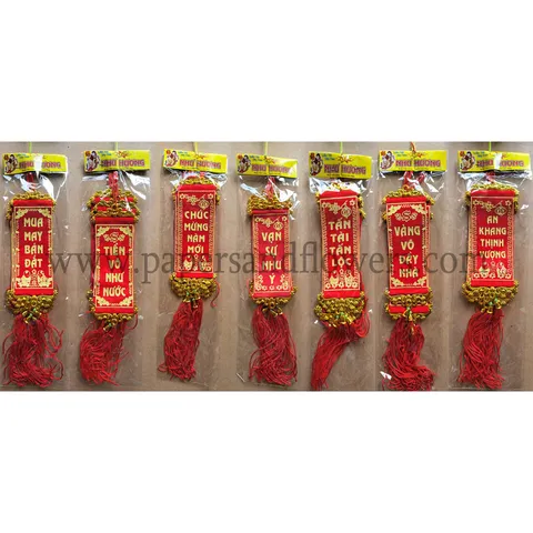 Liễng Vải Treo Trang Trí Mini Tết - 10 Sợi Dây Treo Chúc Mừng Năm Mới, An Khang Thịnh Vượng, Tấn Tài Tấn Lộc