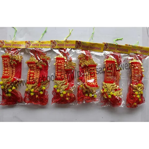 Liễng Vải Treo Trang Trí Mini Tết - 10 Sợi Dây Treo Chúc Mừng Năm Mới, An Khang Thịnh Vượng, Tấn Tài Tấn Lộc