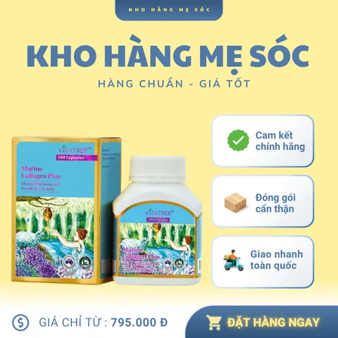 Viên Uống Collagen Đẹp Da Vitatree Marine Collagen Plus 100 Viên - Giúp Da Căng Mịn, Sáng Khỏe, Giảm Nếp Nhăn Ngăn Lão Hóa - Hàng Úc Chính Hãng
