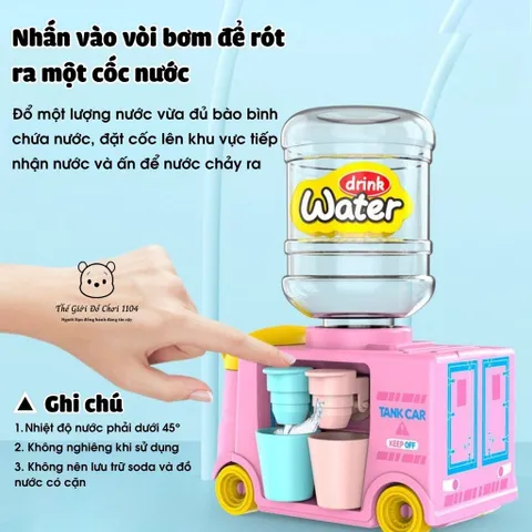 Máy lọc nước đồ chơi mini cho bé hình heo/gấu/xe, máy uống nước nhỏ gọn, bình nước mô phỏng