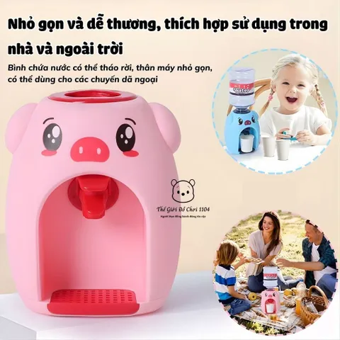 Máy lọc nước đồ chơi mini cho bé hình heo/gấu/xe, máy uống nước nhỏ gọn, bình nước mô phỏng