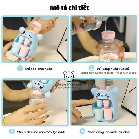 Máy lọc nước đồ chơi mini cho bé hình heo/gấu/xe, máy uống nước nhỏ gọn, bình nước mô phỏng