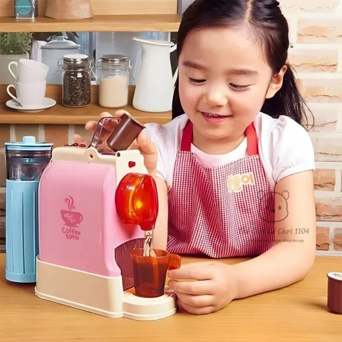 Máy pha cà phê đồ chơi Play At Home, có nhạc và đèn, bé tập làm Barista, thế giới đồ chơi 1104
