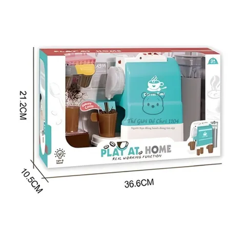 Máy pha cà phê đồ chơi Play At Home, có nhạc và đèn, bé tập làm Barista, thế giới đồ chơi 1104