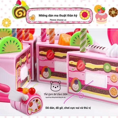 Đồ chơi cắt bánh sinh nhật Gấu Dâu DIY - tiệc trà bánh 80 chi tiết - Hiệu ứng thổi nến - thế giới đồ chơi 1104