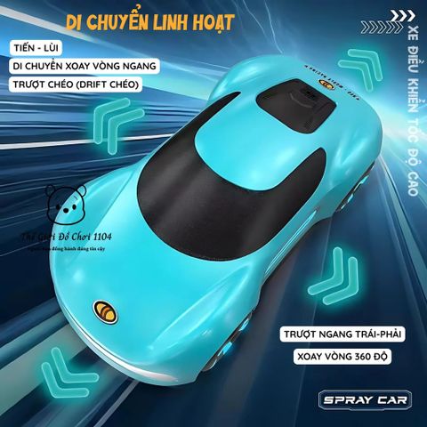 Xe Đua Điều Khiển Từ Xa RC Bánh Xe Mecanum - Drift 360° Có Phun Khói - Đồ Chơi Công Nghệ Cho Bé - Thế Giới Đồ Chơi 1104