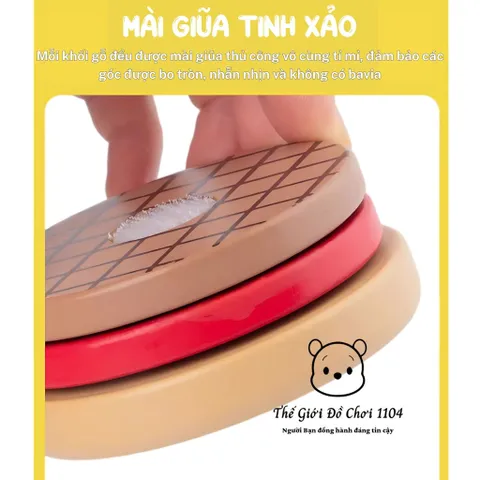 Bộ đồ chơi hamburger bằng gỗ cao cấp mô phỏng thức ăn nhanh, dành cho bé 3 tuổi trở lên