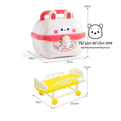 Bộ bác sĩ đồ chơi Montessori cho bé – Vali đựng dụng cụ y tế dễ thương, học mà chơi