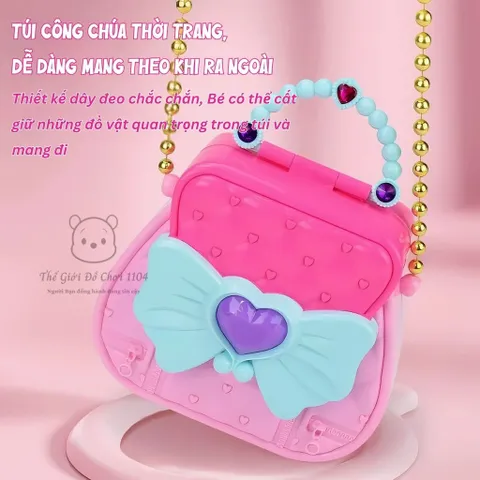 Túi Xách Công Chúa Thời Trang Cho Bé Kèm Bộ Trang Điểm Mini Đèn LED - Đồ Chơi Phát Triển Sáng Tạo Cho Bé Gái