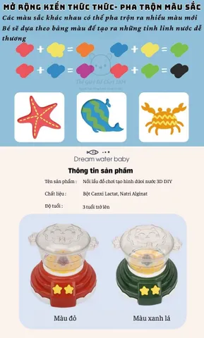 Đồ Chơi Bộ Lẩu Tạo Hình 3D Dưới Nước DIY Nhiều Khuôn Màu An Toàn Phát Triển Sáng Tạo Cho Bé