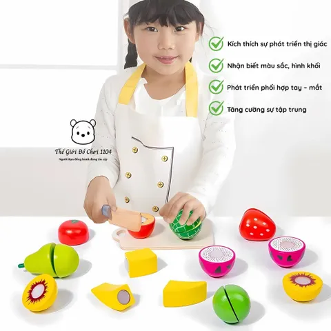 Đồ Chơi Cắt Rau Củ Quả Bằng Gỗ - Giúp Bé Phát Triển Tư Duy Và Kỹ Năng Khéo Léo