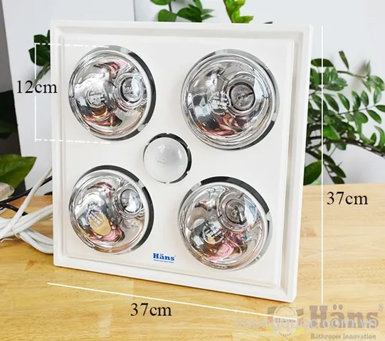 Đèn Sưởi Nhà Tắm 4 Bóng Hans H4B176 - Chiếu Sáng, Quạt Thông Gió & Sưởi Ấm Tích Hợp - An Toàn & Tiết Kiệm Năng Lượng