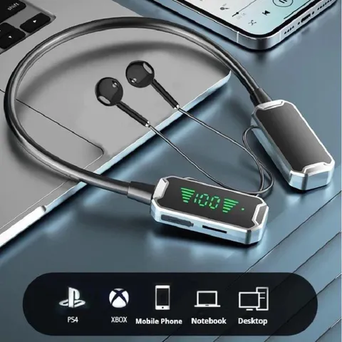 Tai Nghe Không Dây Thể Thao Treo Cổ Bluetooth V5.3 - Âm Thanh Stereo Pin 30Giờ, Màn Hình LED, Chống Nước, Thích Hợp Tập Luyện
