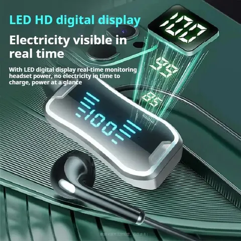 Tai Nghe Không Dây Thể Thao Treo Cổ Bluetooth V5.3 - Âm Thanh Stereo Pin 30Giờ, Màn Hình LED, Chống Nước, Thích Hợp Tập Luyện