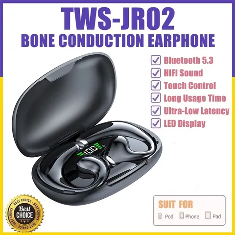 Tai Nghe Không Dây Xương JR02 TWS V5.3 - Tai Nghe Thể Thao Bluetooth Có Mic, Âm Thanh Sống Động, Thiết Kế Nhỏ Gọn, Phù Hợp Mọi Hoạt Động