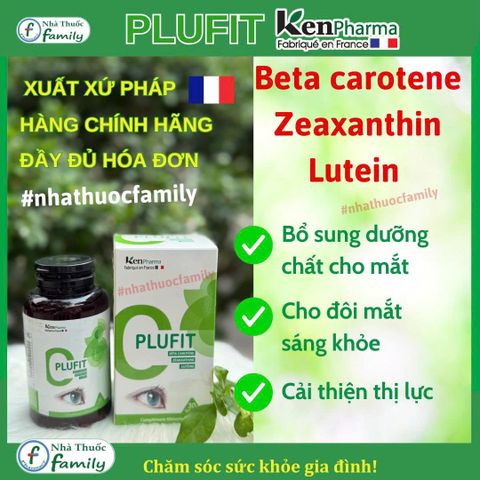 Viên Uống Bổ Mắt PLUFIT - Hỗ Trợ Cải Thiện Thị Lực, Giảm Mỏi Mắt, Chứa Lutein 25mg và Vitamin - Thực Phẩm Bảo Vệ Sức Khỏe Nhập Khẩu Pháp