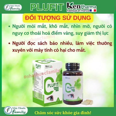 Viên Uống Bổ Mắt PLUFIT - Hỗ Trợ Cải Thiện Thị Lực, Giảm Mỏi Mắt, Chứa Lutein 25mg và Vitamin - Thực Phẩm Bảo Vệ Sức Khỏe Nhập Khẩu Pháp