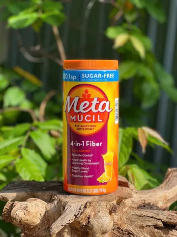 Bột bổ sung chất xơ Meta Mucil vị cam Real Sugar 754g - Hỗ trợ tiêu hóa, kiểm soát cholesterol tự nhiên, giảm táo bón