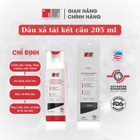 Dầu Xả Tái Cấu Trúc NIA 205ml - Ds Laboratories Giúp Sửa Chữa Tóc Hư Tổn, Giữ Ẩm và Bóng Mượt Cho Tóc Mềm Mại