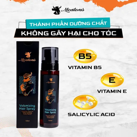 Xịt Phồng Tạo Kiểu Tóc Menitems 100ML - Tạo Độ Phồng Tự Nhiên, Giữ Nếp Đỉnh Cao, Không Gây Bết Tóc, Dành Cho Tóc Mỏng, Thưa