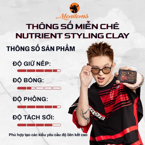 Sáp Vuốt Tóc Menitems Clay - Dưỡng Tạo Kiểu Tự Nhiên, Giữ Nếp Lâu 10H, Hương Thơm Quyến Rũ, Chăm Sóc Tóc Khỏe Mạnh 50g