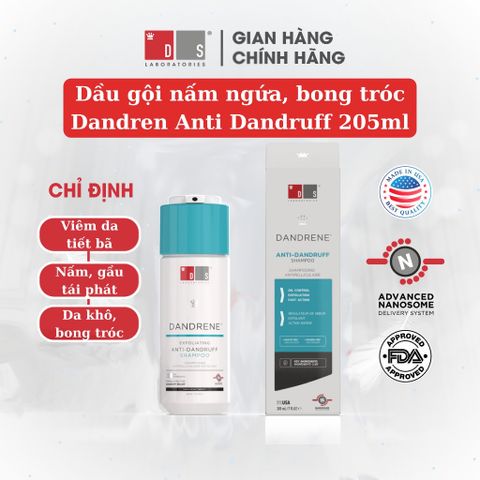Dầu Gội Chống Gàu DANDRENE 205ml - Tẩy Tế Bào Chết Da Đầu, Kiểm Soát Ngứa và Bong Tróc, Sản Phẩm Chăm Sóc Tóc Mỹ