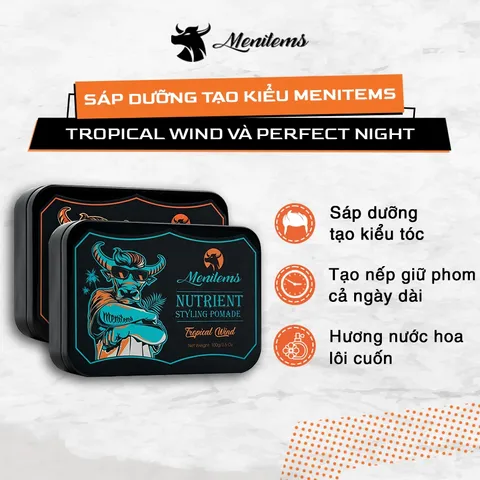Sáp Vuốt Tóc Clay Pomade MENITEMS - Giữ Nếp Tự Nhiên 10H, Hương Thơm Lôi Cuốn, Tạo Kiểu Đẹp và Bóng Khỏe