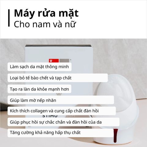 Máy rửa mặt thông minh STIMUBRUSH - Cleansing Facial Massage for Smooth Skin, Tẩy Tế Bào Chết và Giảm Mụn, Hàng Mỹ